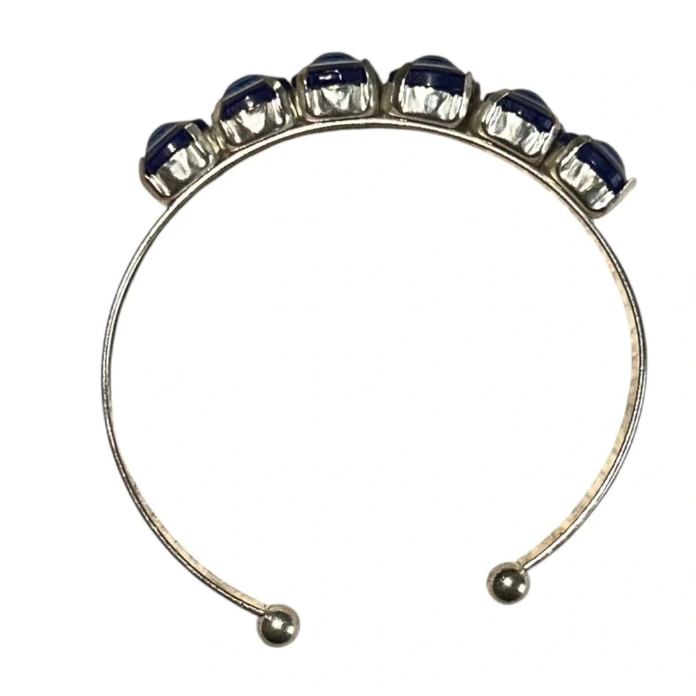Silver Blue Evil Eye Adjustable Cuff Bracelet Bohemian Spiritual Ojo Protection